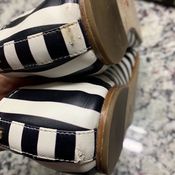 Kate Spade Black and White Stripped Red Heart Beaded Flats | 10M - Picture 7 of 8